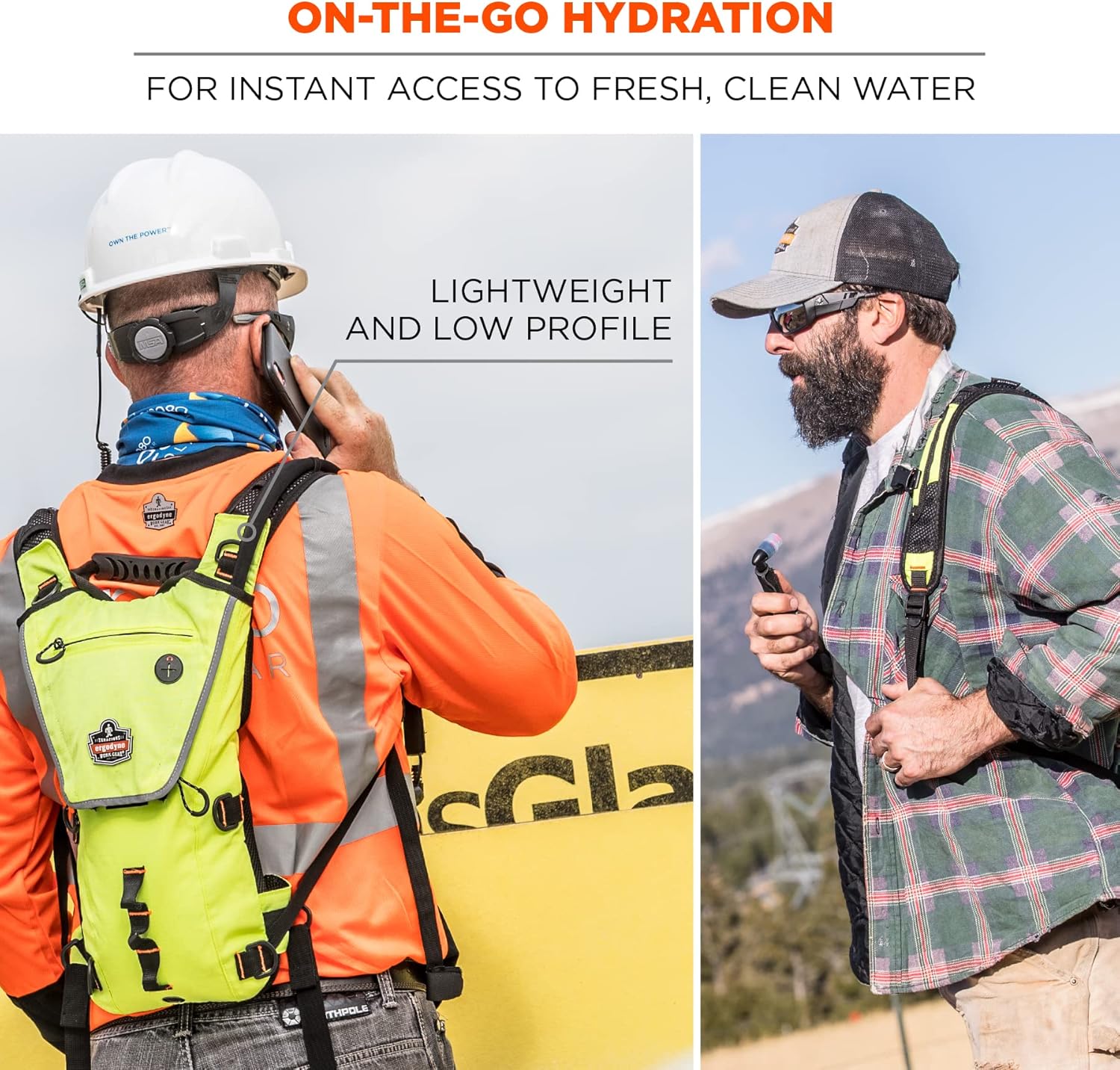 Ergodyne Chill-Its 5156 Hydration Backpack with Storage, Low Profile Pack, High Visibility Reflective, 3 Liter Bladder