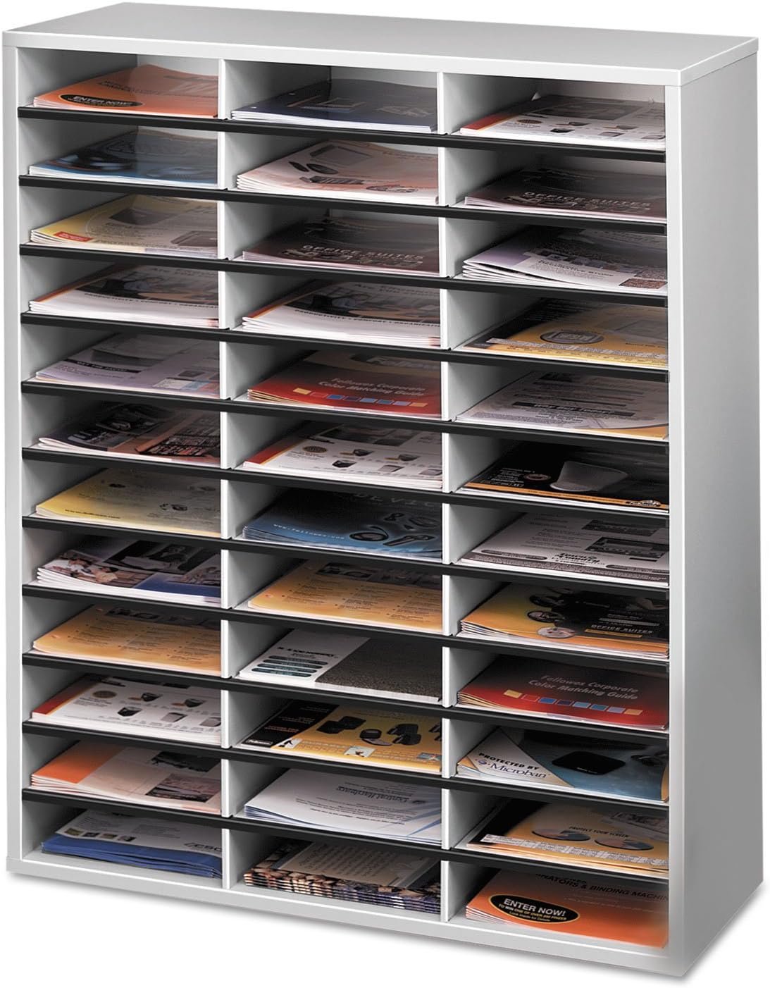 Fellowes Literature Organizer, 36 Compartments, Letter Size, Dove Gray (25061)