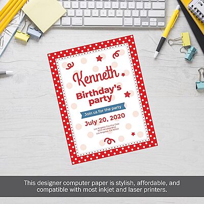 Barker Creek Red/White Dots Computer Paper, 8-1/2 x 11 Inches, 50 Sheets