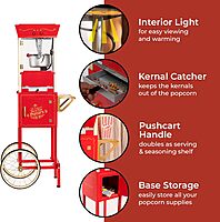 NOSTALGIA Vintage-Style Professional Popcorn Cart with 8 oz Kettle