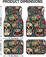 Sugar Skulls Print Printed Car Floor Mats Set of 4 Pieces | Floor Mats Protection for Cars Full Sets | Non-Slip & Waterproof
