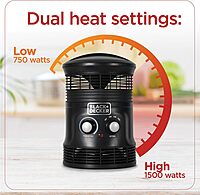 Black+Decker 360° Portable Heater Fan Combo 2in1 Personal Mini Space Heater