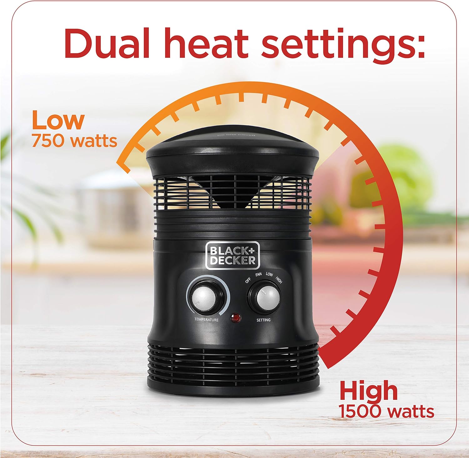 Black+Decker 360° Portable Heater Fan Combo 2in1 Personal Mini Space Heater