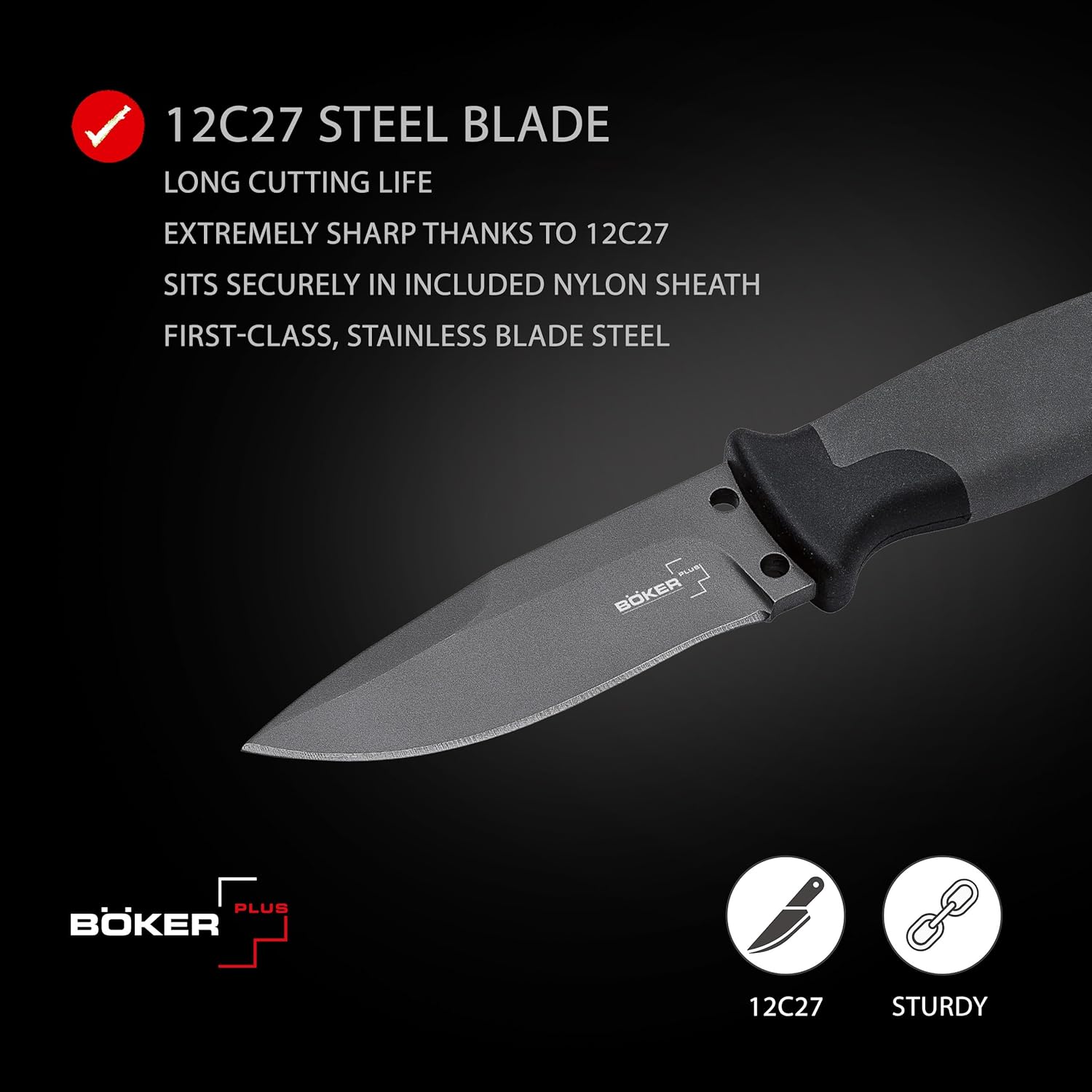 Boker Plus Outdoorsman Fixed Knife with Blade 8", 3-3/4"