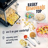 Nostalgia Popcorn Maker Machine - Professional Cart With 2.5 Oz Kettle Makes Up to 10 Cups - Vintage Popcorn Machine Movie Theater Style - Black Vintage Black