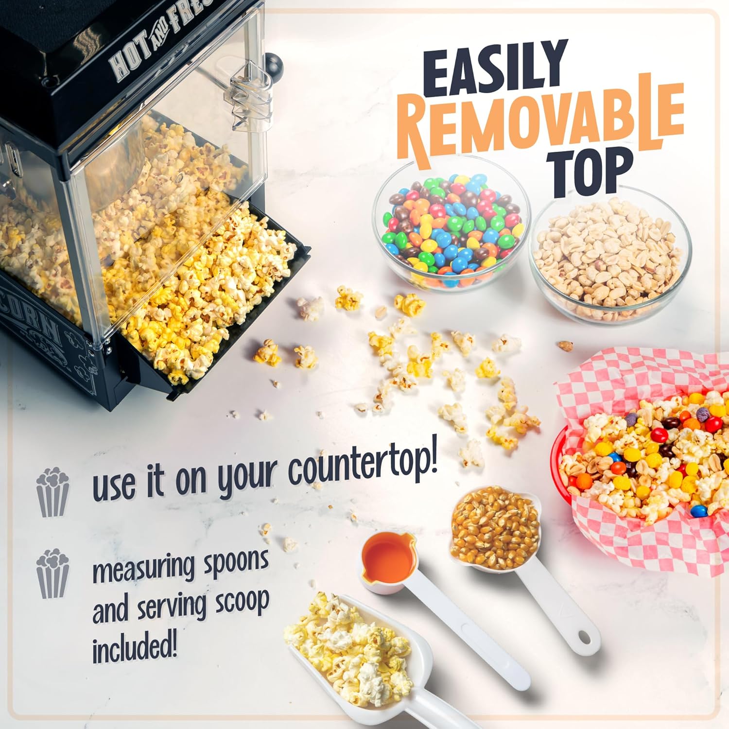 Nostalgia Popcorn Maker Machine - Professional Cart With 2.5 Oz Kettle Makes Up to 10 Cups