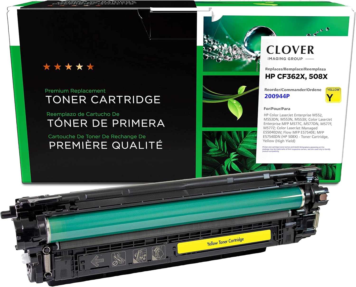 Clover Remanufactured High Yield Toner Cartridge Replacement for HP CF362X (HP 508X) | Yellow