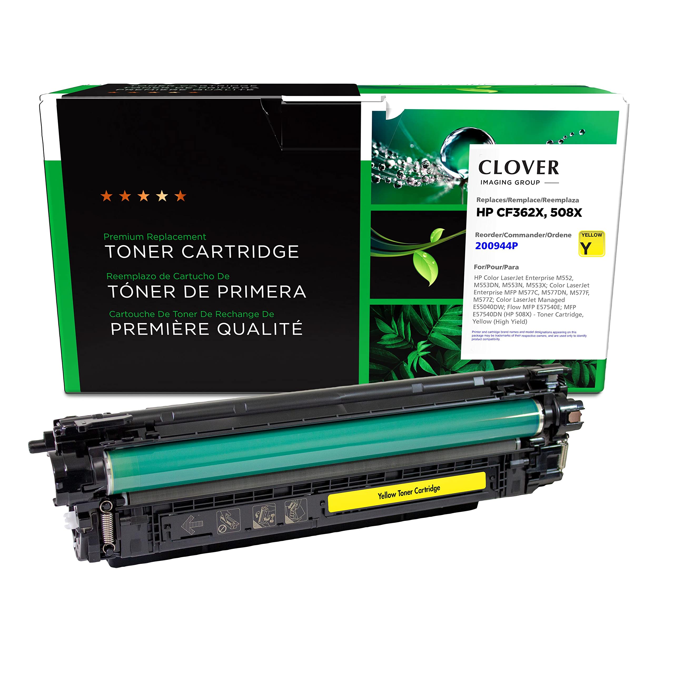 Clover Remanufactured High Yield Toner Cartridge Replacement for HP CF362X (HP 508X) | Yellow