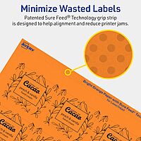 Avery Bright Orange Rectangle Labels, 1-13/16" x 2-3/16", Sure Feed Technology