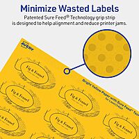 Avery Printable Oval Labels, Sure Feed Technology, 1-1/8" x 2-1/4", Bright Yellow Labels, Print-to-The-Edge