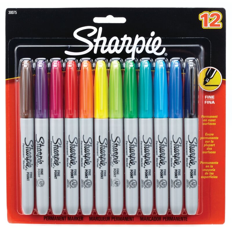 Sharpie 30075pp Fine Point Permanent Markers Assorted Colors 12 Count