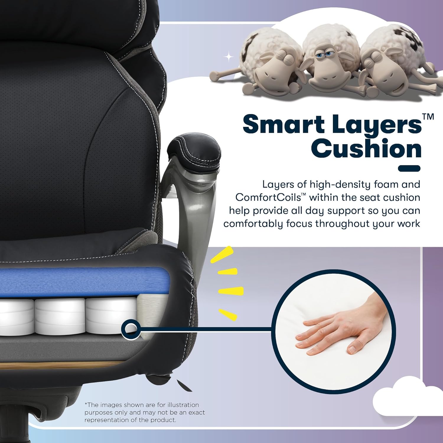 Serta Jackson Big and Tall Executive Home Office Chair with Smart Layers Technology, Wide Seat Cushion
