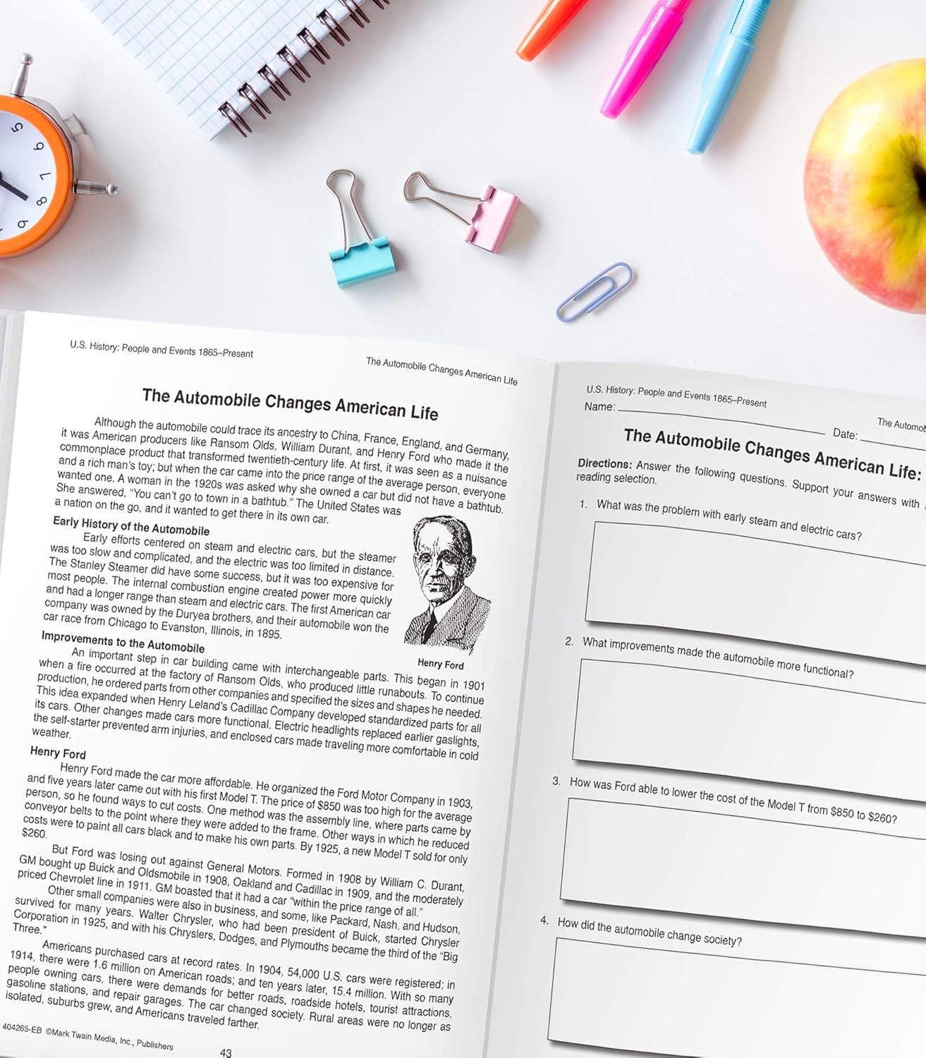 Mark Twain US History Workbook, Middle School Books Covering People and Events 1865 to Present Day