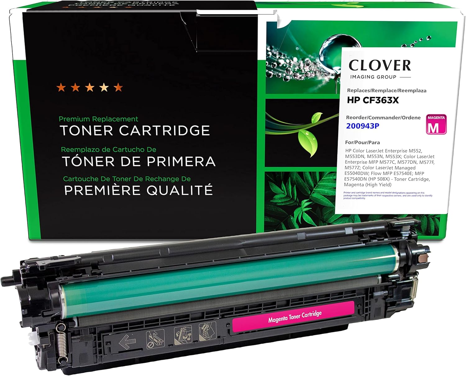 Clover Remanufactured High Yield Toner Cartridge Replacement for HP CF363X (HP 508X) | Magenta