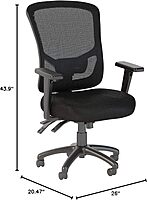 Bush Business Furniture Ergonomic Desk Chair with Adjustable Arms | Multifunction Home Office High Back Mesh Computer Seat