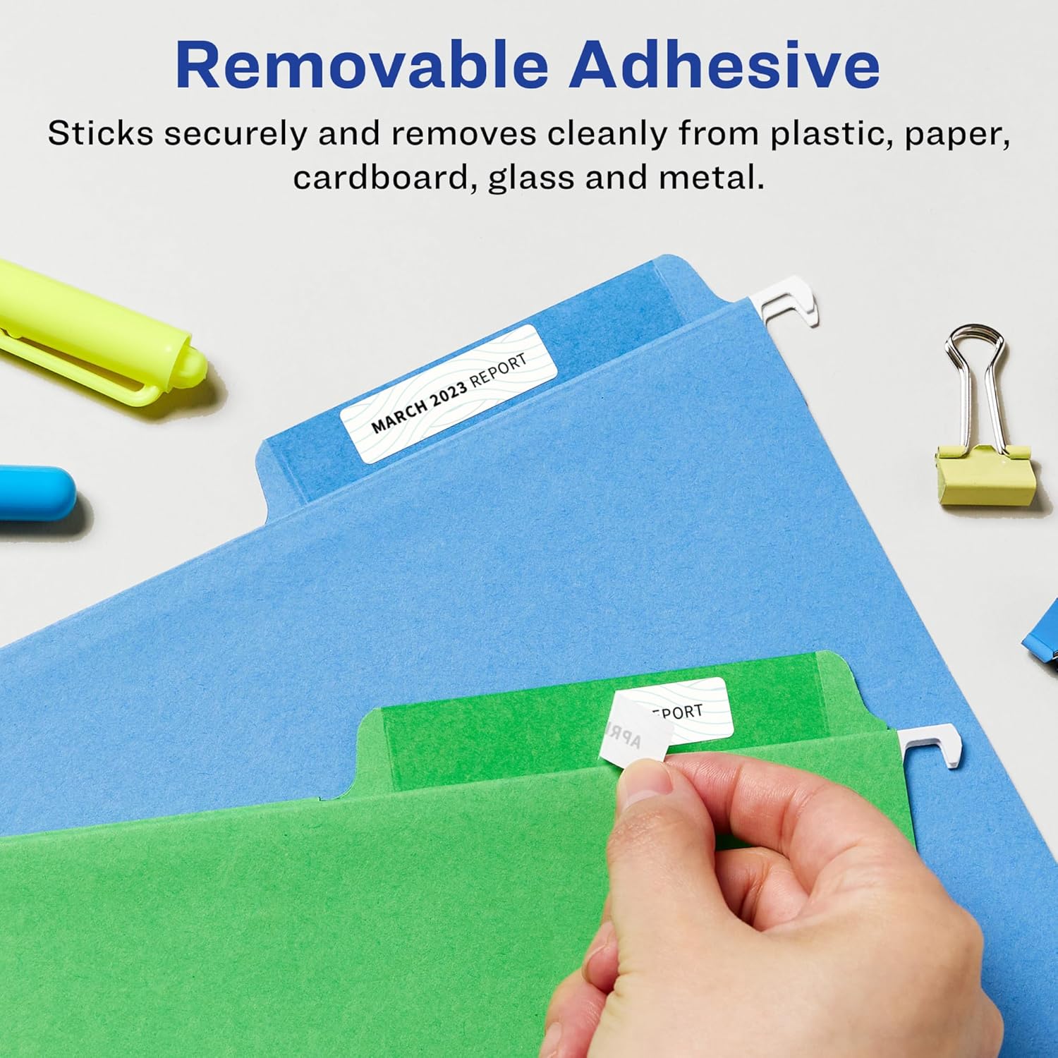 Avery Matte White Removable Rectangle Labels, Sure Feed Technology, Print-to-The-Edge, 0.5" x 1.75", 900 Removable Labels