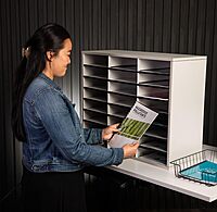 Fellowes 25041 Literature Organizer - 24 Compartment, Letter, Dove Gray