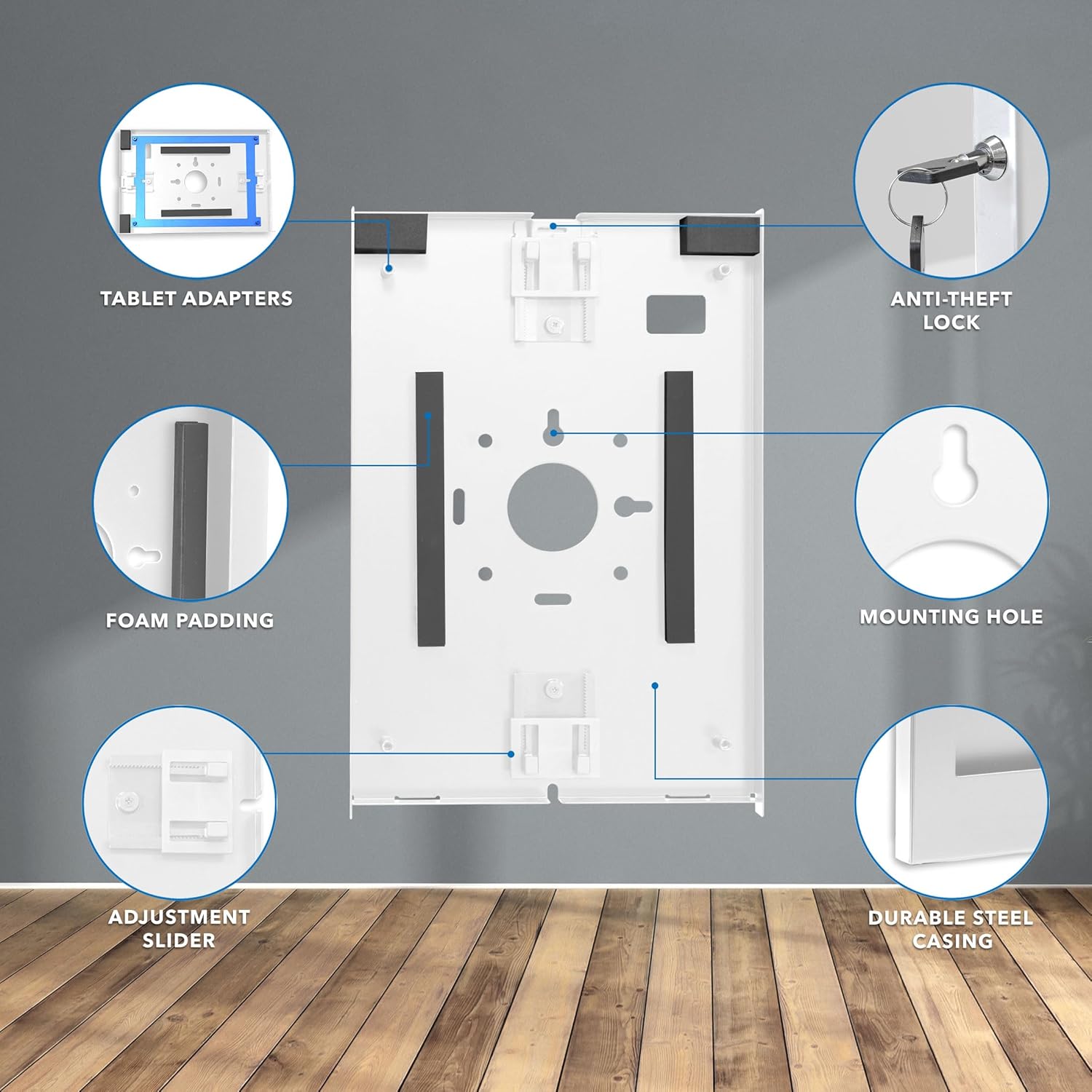 Mount-It! Anti-Theft Low-Profile Lockable Steel Tablet Wall Mount