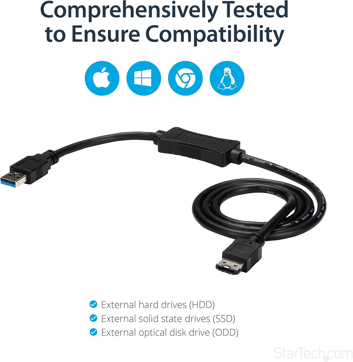 StarTech.com 3 ft USB 3.0 to eSATA Adapter - 6 Gbps USB to HDD/SSD/ODD Converter - Hard Drive to USB Cable (USB3S2ESATA3)