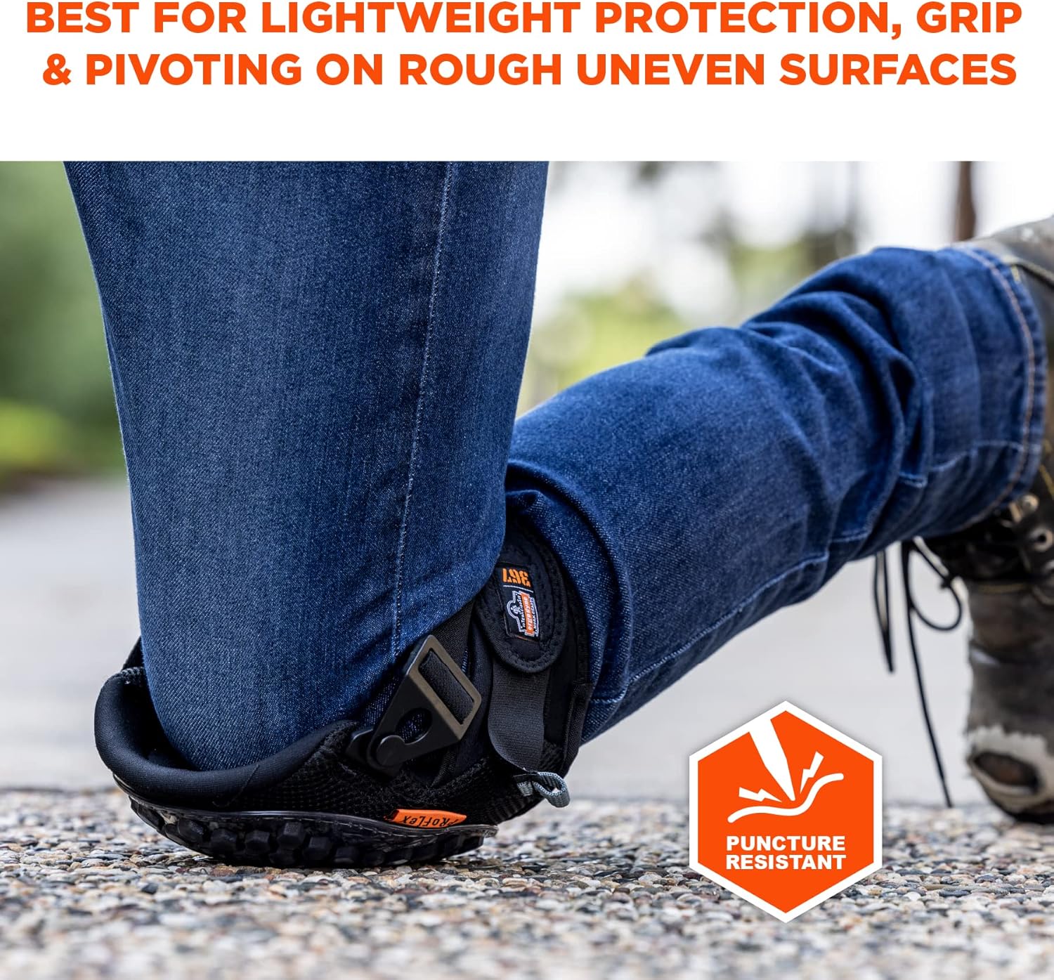 Ergodyne ProFlex 367 Professional Knee Pads, Protective Round Cap, Lightweight Gel Padded Technology, Adjustable Straps