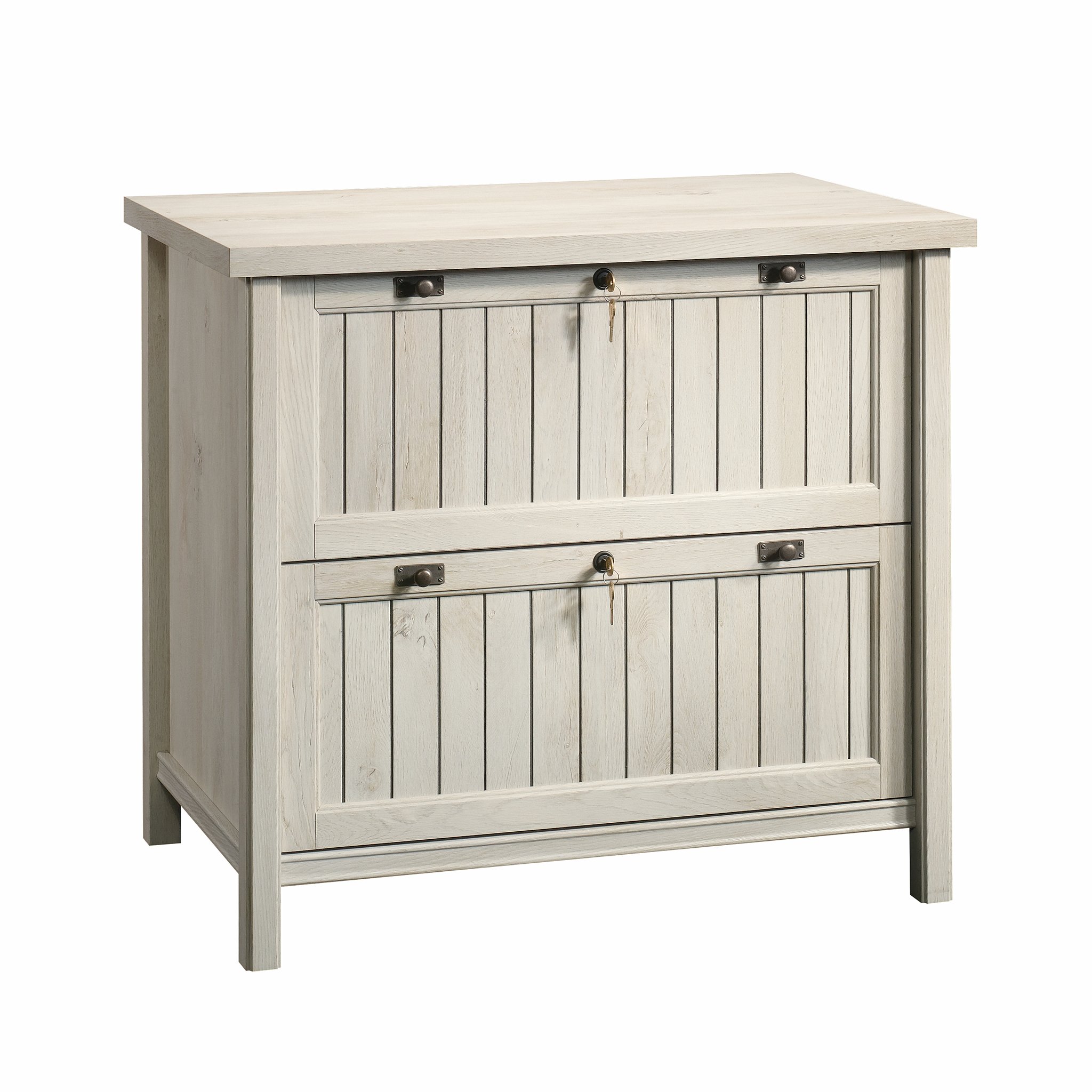 Sauder Costa 2 Drawer Lateral File Cabinet with Lock for Home Office, in Chalked Chestnut