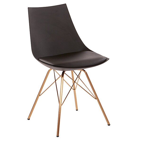 Oakley Mid-Century Modern Bucket Chair with Faux Leather Padded Seat