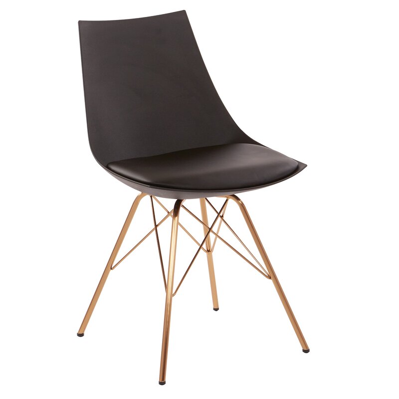 Oakley Mid-Century Modern Bucket Chair with Faux Leather Padded Seat