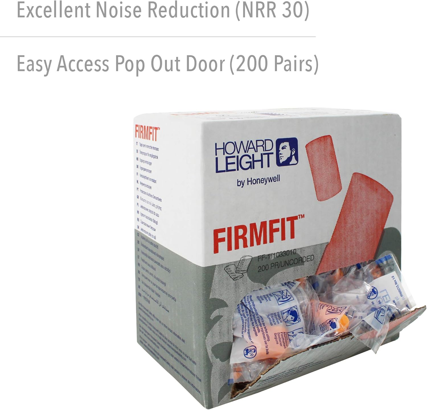 Howard Leight by Honeywell FirmFit Disposable Foam Earplugs, Polybag, 200-Pairs (FF-1) , Orange 200 Pairs