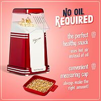 Nostalgia Hot-Air Electric Popcorn Maker, 8 Cups, Retro Red