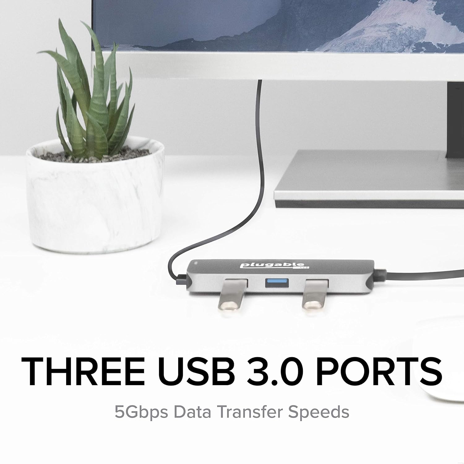 Plugable USB-C Hub 7-in-1, Driverless USB C Hub Compatible with Mac, Windows, Chromebook, USB4, Thunderbolt 4