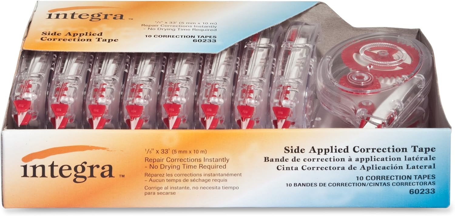 Integra Side-Apply Correction Tape, 0.20in x 394in, 10 Pack - Smoke (ITA60233)