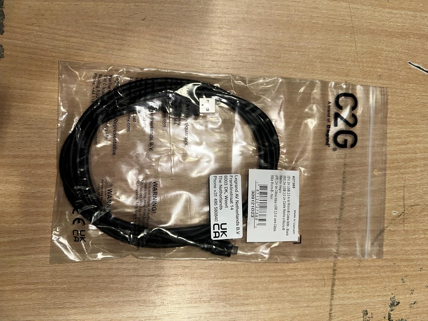 C2G Legrand USB A to B Cable, Male to Male USB Cable, Micro USB Cable, 2 Meters (6.56 Foot) Data Transfer Cable