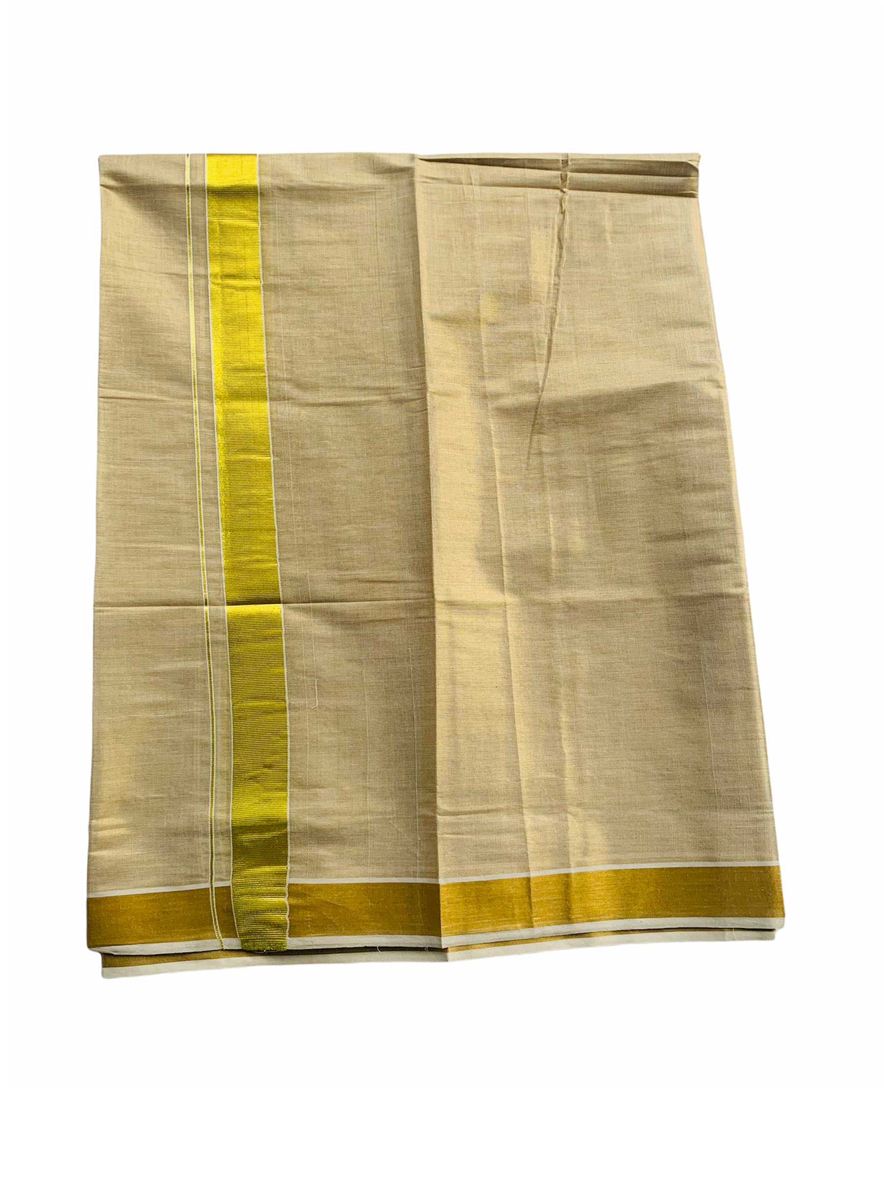 Men's Kuthampully Tissue Cotton Kerala Kasavu Mundu - Men's Kasavu Dhoti KTM-523