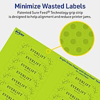 Avery Printable Rectangle Labels, Sure Feed Technology, 5/8" x 3", Bright Green
