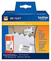 Brother Genuine DK-1247 Die-cut Large Shipping White Paper Labels for Brother QL Label Printers