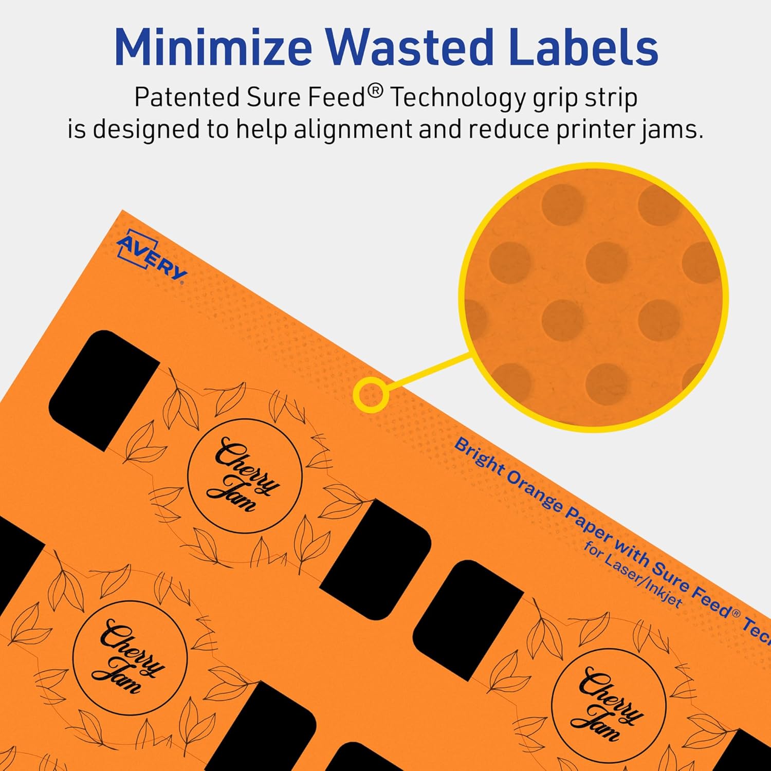 AVERY Printable Wraparound Band Labels, Sure Feed Technology, 1.5" x 3.5", Bright Orange, Cigar Band, Print-to-the-Edge