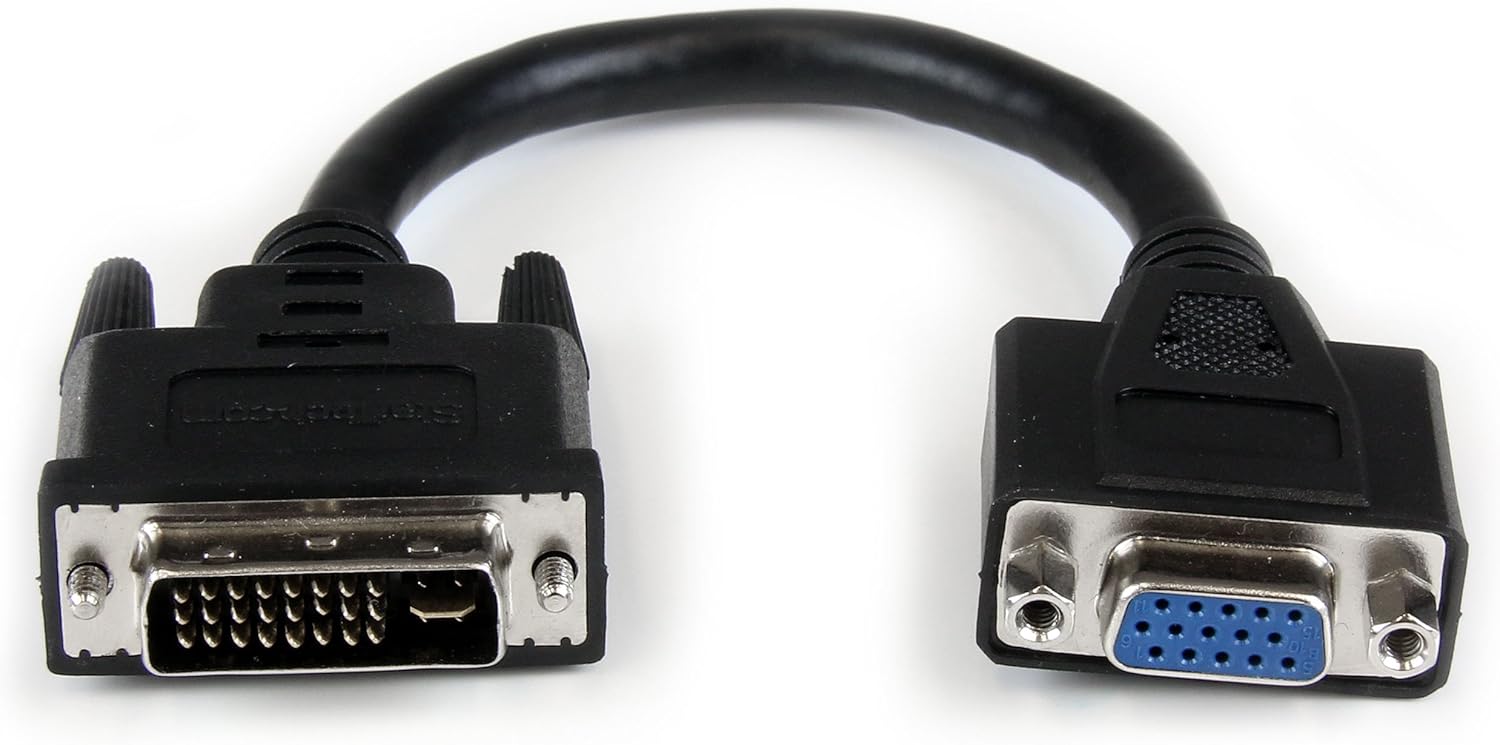 StarTech.com 8in DVI to VGA Cable Adapter - DVI-I Male to VGA Female Dongle Adapter (DVIVGAMF8IN)