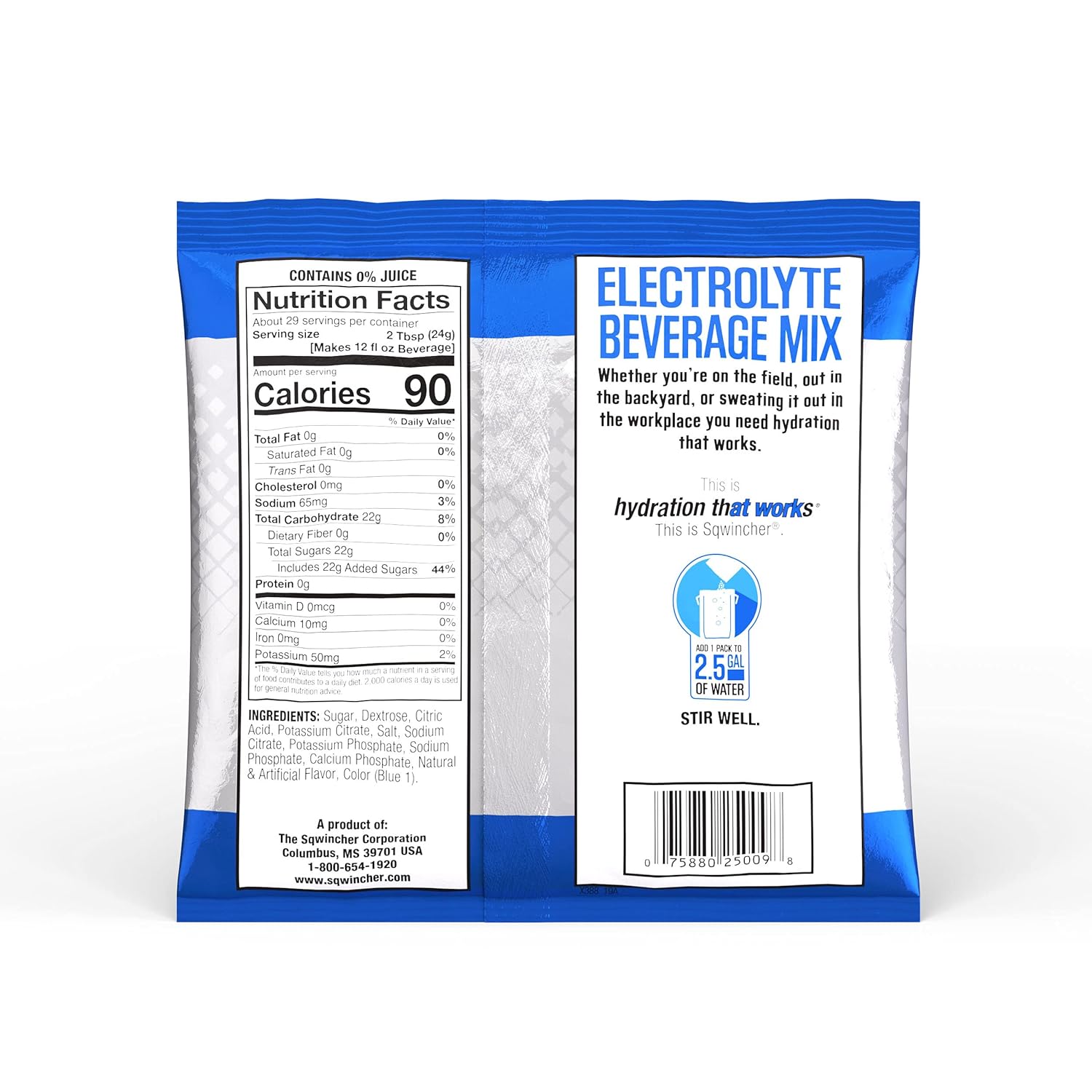 Sqwincher Powder Pack | Mixed Berry Flavored | Low Calorie | Low Sodium | Electrolyte Replenishment Hydration Drink Mix | Just Add to 2.5 Galons of Water | 23.83 oz Packet (Pack of 32)
