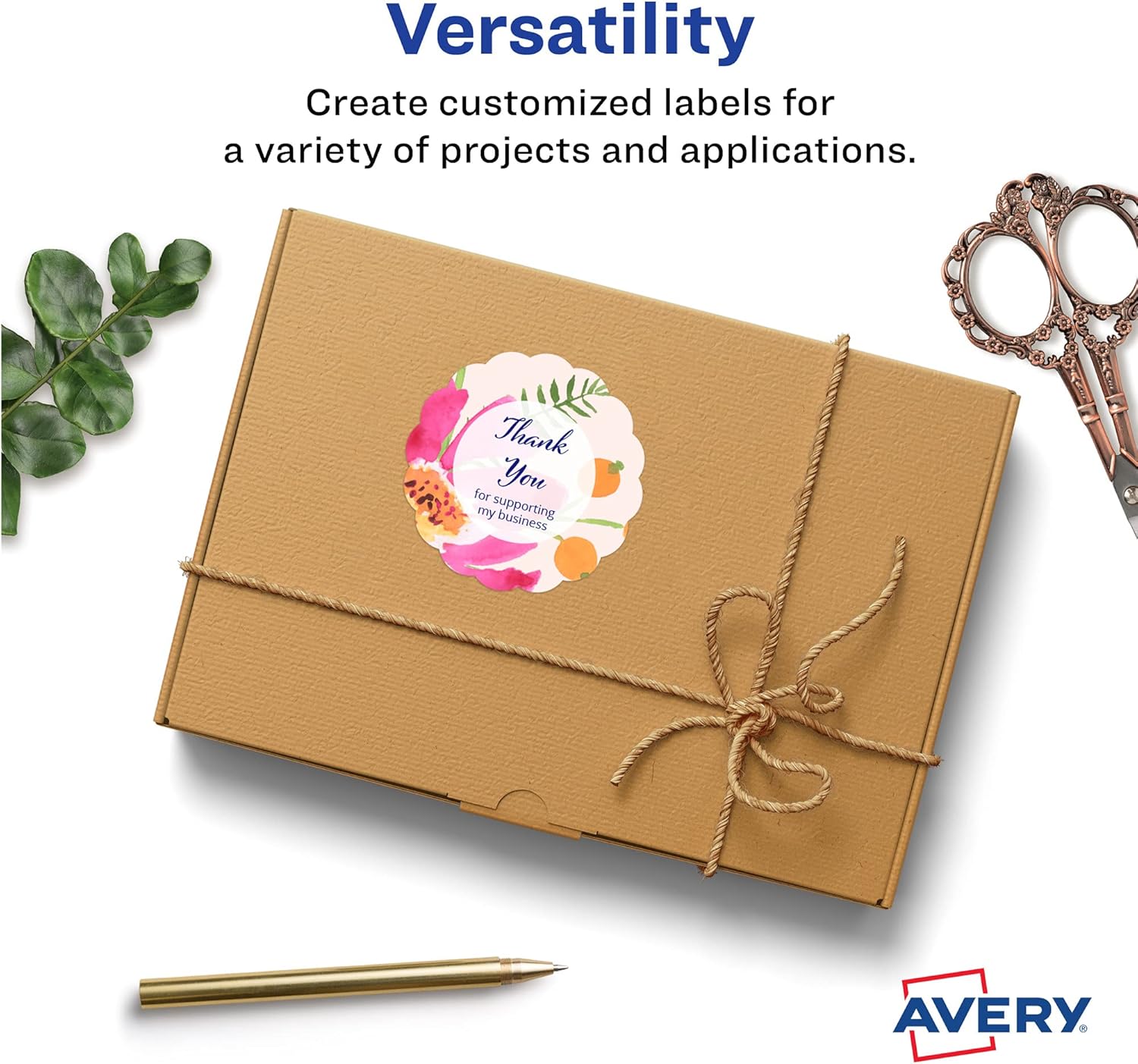 Avery Matte White Round Scalloped Labels, Sure Feed Technology, 2.5" Diameter