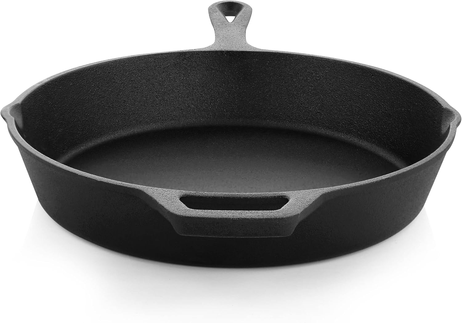 MegaChef 10 Inch Round Preseasoned Cast Iron Frying Pan with Handle in Black
