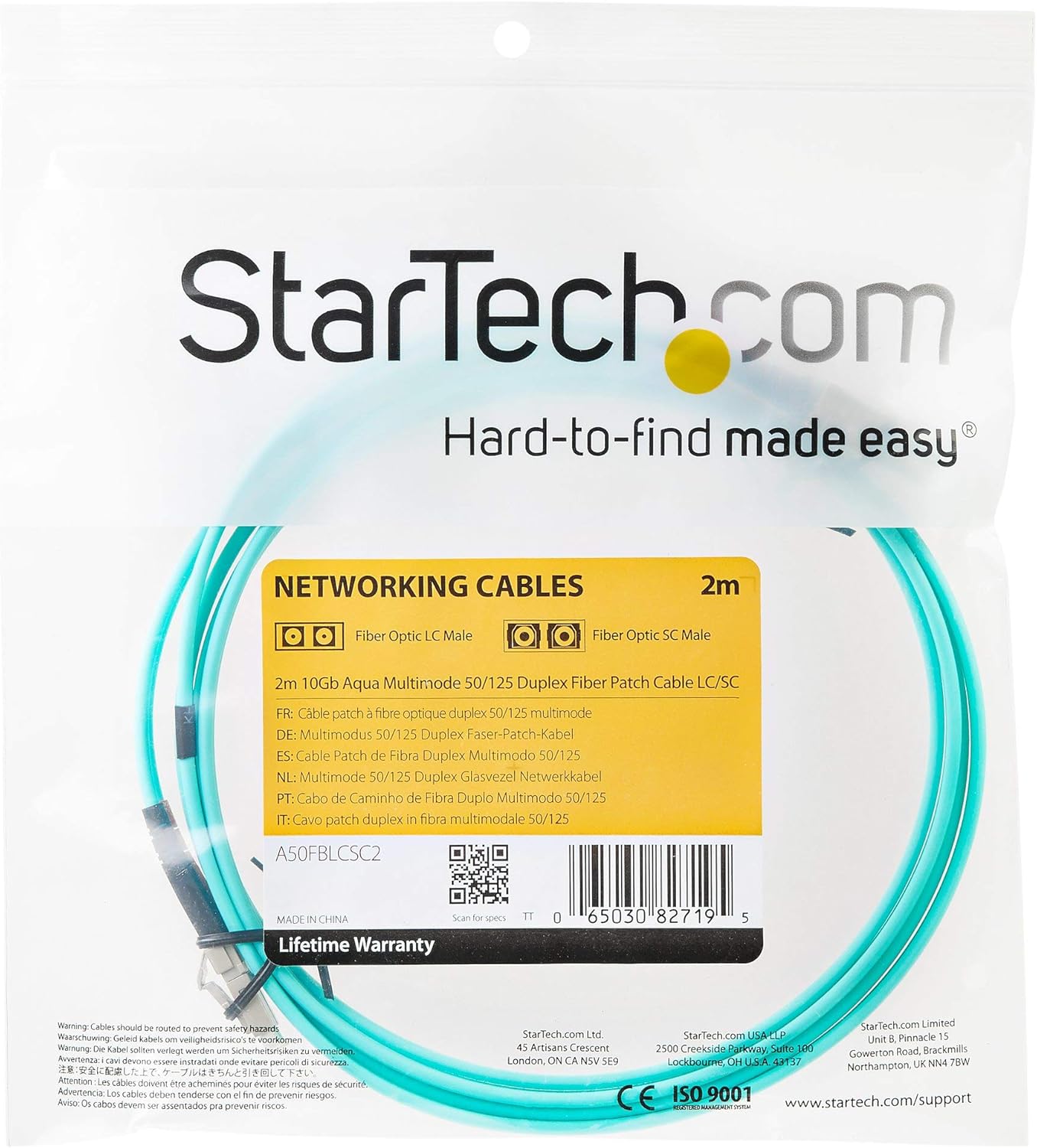 StarTech.com OM3 Multimode LSZH Duplex Fiber Optic Patch Cable