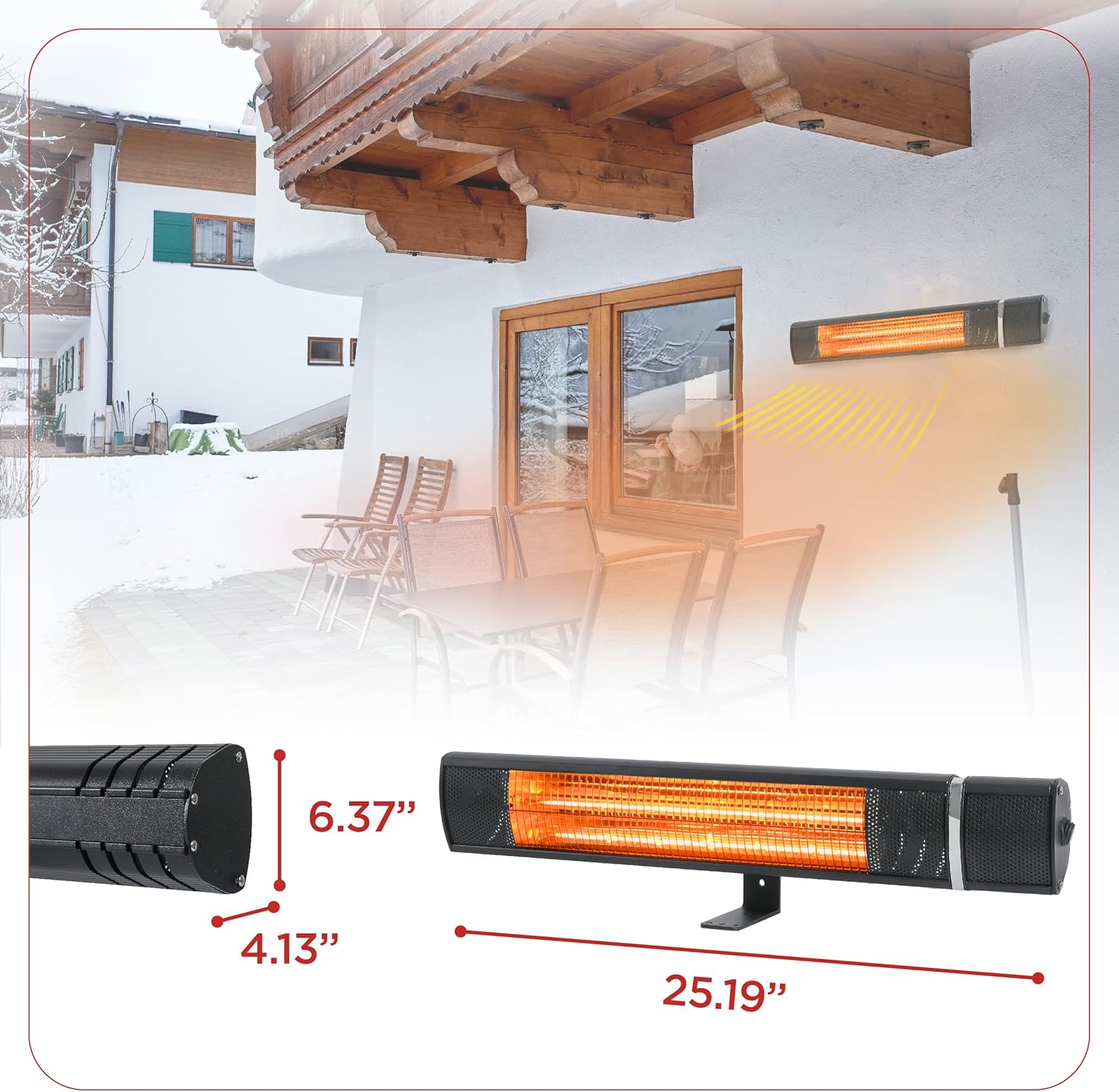 BLACK+DECKER 1500W Outdoor Electric Patio Heater with Remote Control