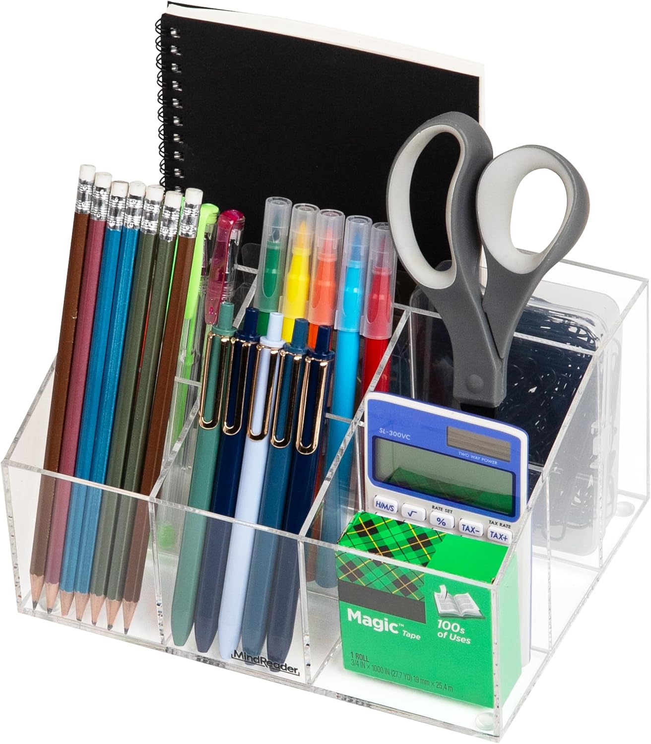 MIND READER Acrylic Desktop Organizer, Clear