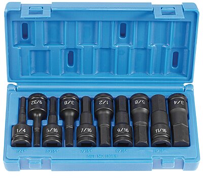Grey Pneumatic (1398H) 1/2" Drive 10-Piece Hex Driver Socket Set