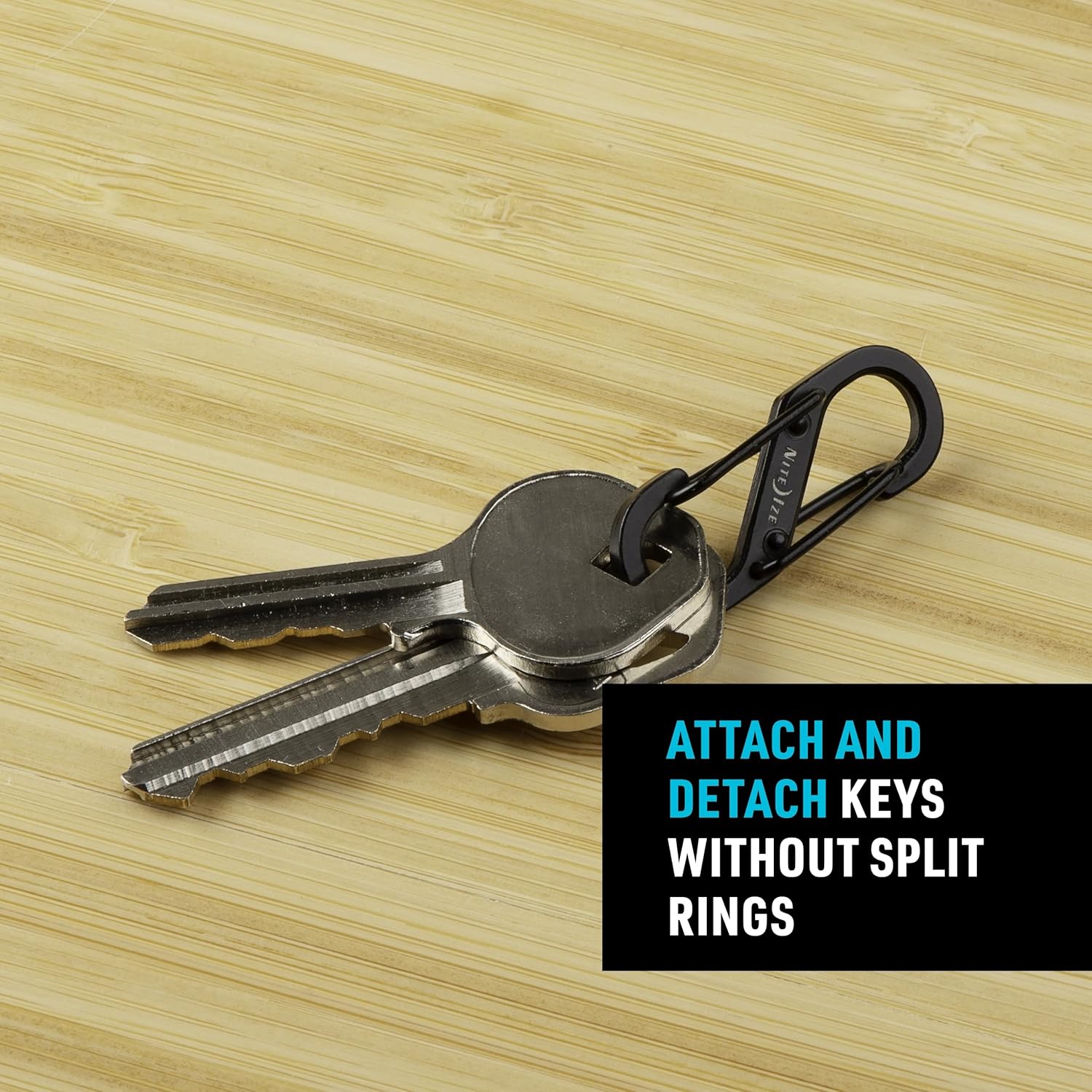 Nite Ize BigRing Steel S-Biner - Key Holder with Carabiners - Heavy-Duty Organizer with Black & Stainless Steel S-Biners
