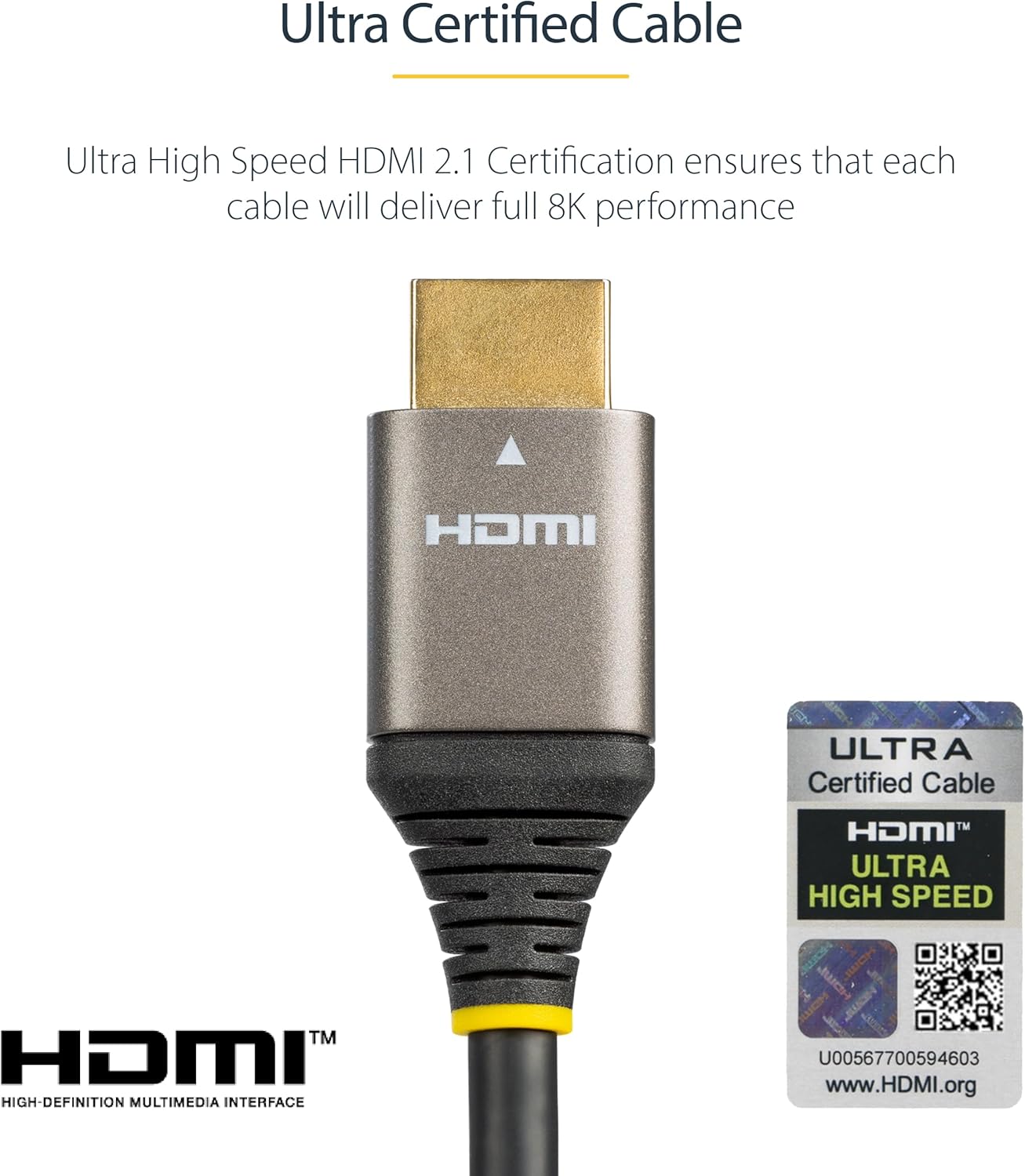 StarTech.com Ultra High-Speed HDMI 2.1 Cable, Certified 48Gbps