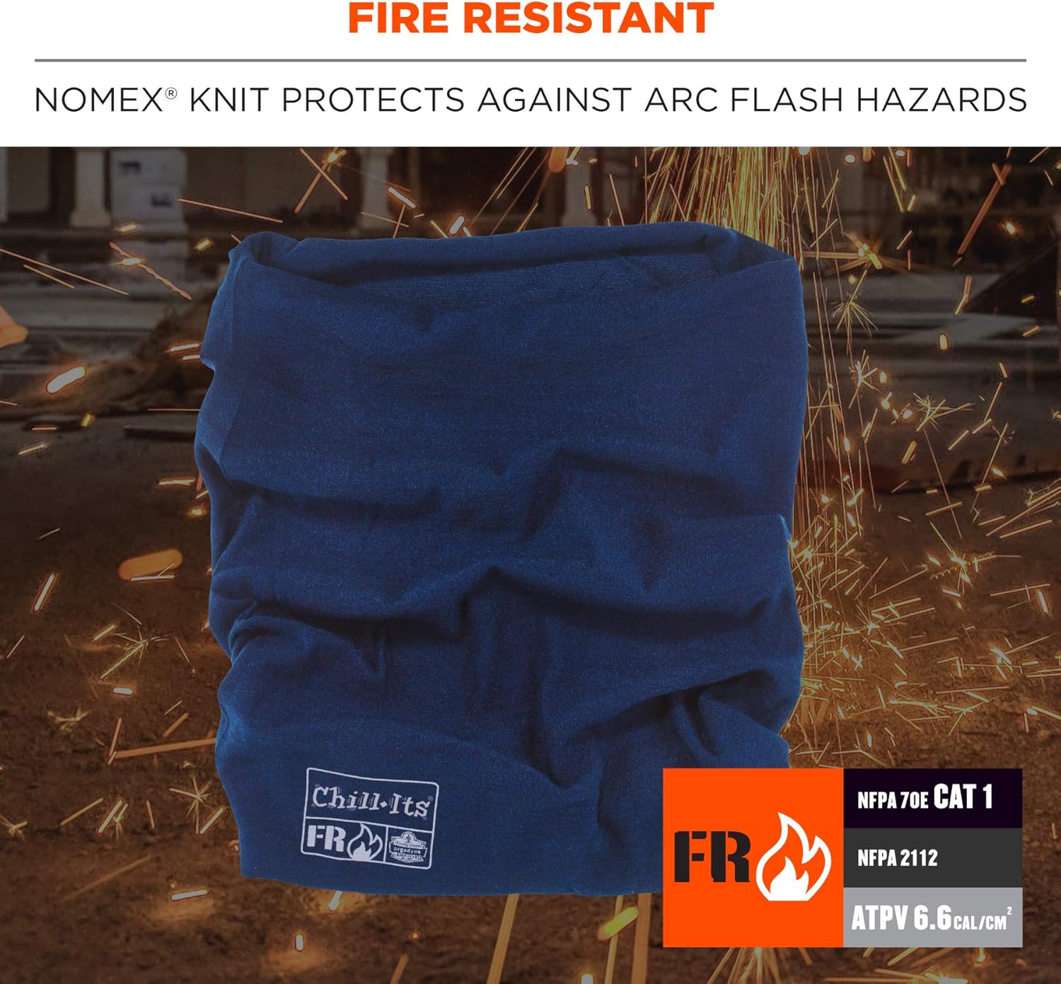 Ergodyne Chill-Its 6486 Fire Resistant Headband, Multifunctional Headwear, Moisture-Wicking, Navy, 10 x 8 x 0.5 Inch