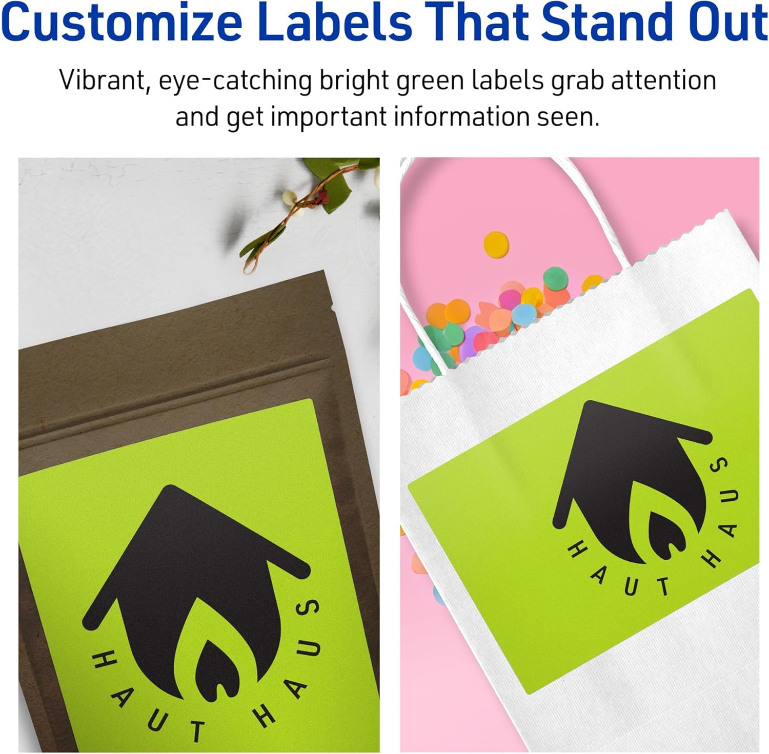 Avery Printable Rectangle Labels, Sure Feed Technology, 5" x 7", Bright Green Labels, Laser/Inkjet Printable, 20 Total