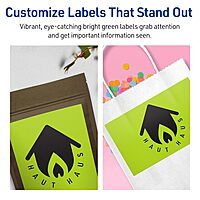 Avery Printable Rectangle Labels, Sure Feed Technology, 5" x 8-1/8", Bright Green, Laser/Inkjet Printable