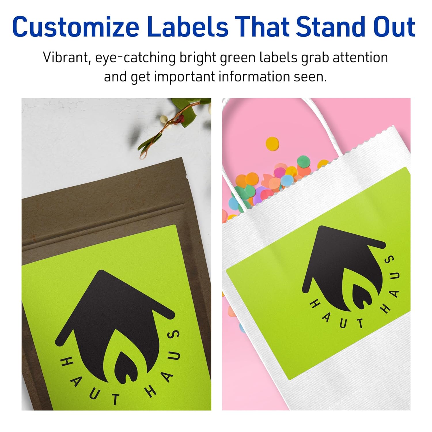 Avery Printable Rectangle Labels, Sure Feed Technology, 5" x 8-1/8", Bright Green, Laser/Inkjet Printable